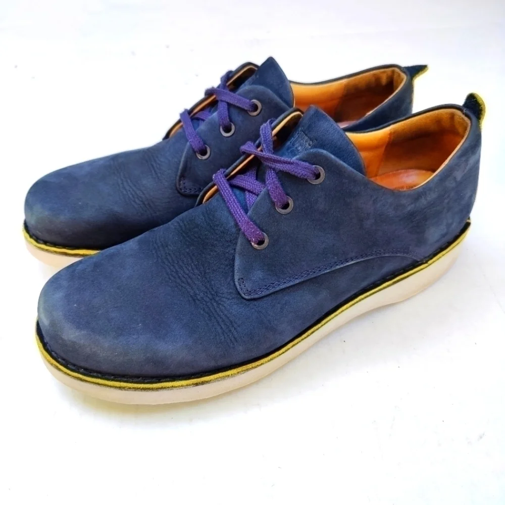Samuel Hubbard Mens Oxford  Blue Nubuck Leather Laceup VIBRAM Sole Shoes Sz 10.5